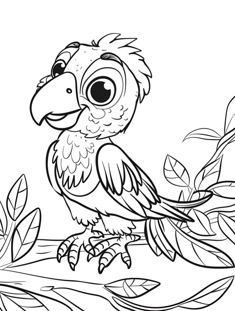 Cute Parrot Coloring Book Pages Simple Hand Drawn Animal illustration Line Art Outline Black and White (2)