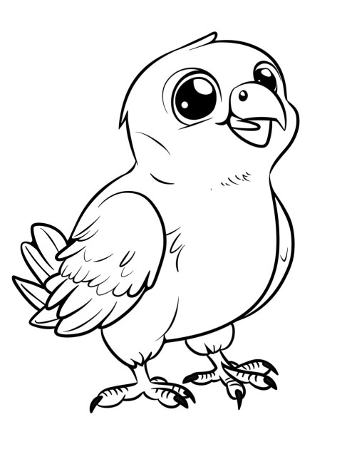 Cute Parrot Coloring Book Pages Simple Hand Drawn Animal illustration Line Art Outline Black and White (51)