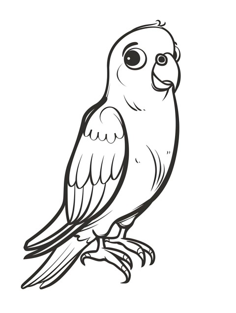Cute Parrot Coloring Book Pages Simple Hand Drawn Animal illustration Line Art Outline Black and White (62)