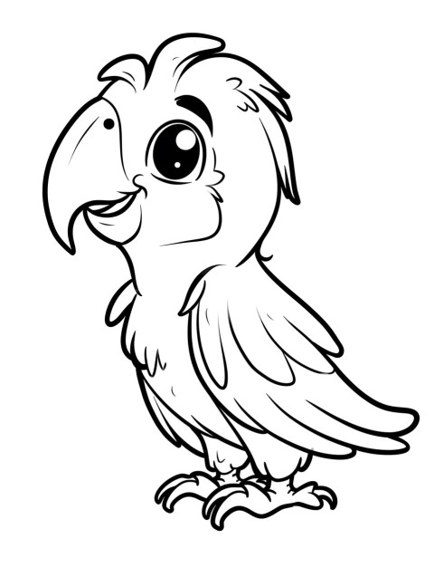Cute Parrot Coloring Book Pages Simple Hand Drawn Animal illustration Line Art Outline Black and White (87)