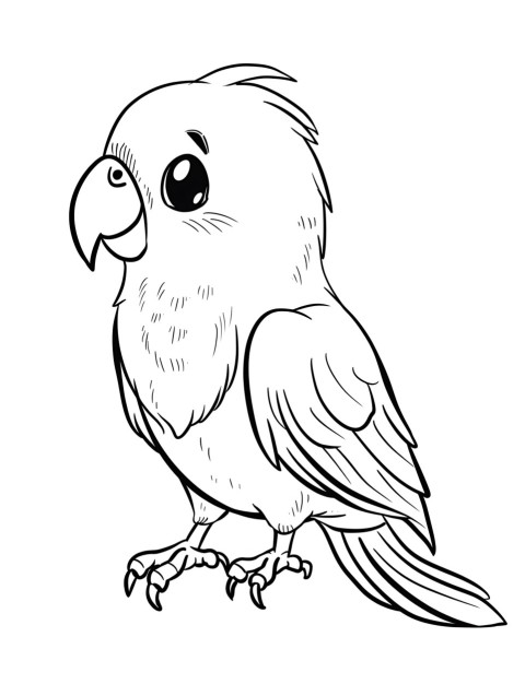 Cute Parrot Coloring Book Pages Simple Hand Drawn Animal illustration Line Art Outline Black and White (64)