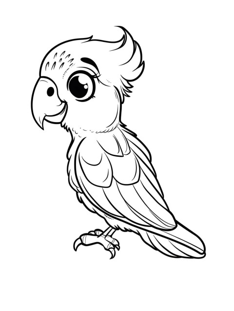 Cute Parrot Coloring Book Pages Simple Hand Drawn Animal illustration Line Art Outline Black and White (88)