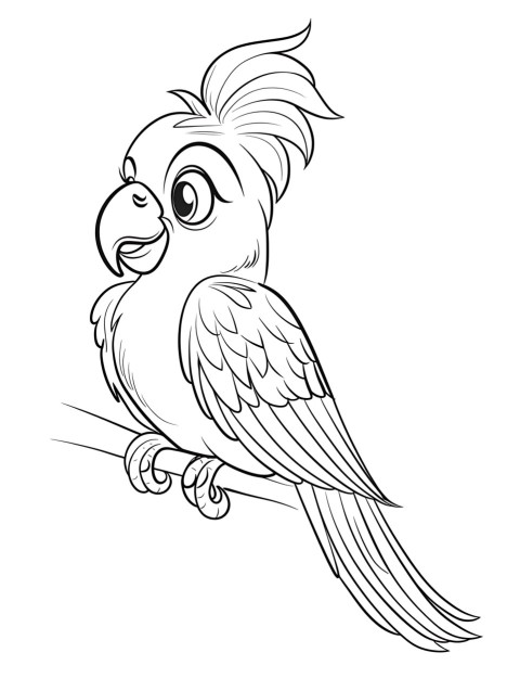 Cute Parrot Coloring Book Pages Simple Hand Drawn Animal illustration Line Art Outline Black and White (94)