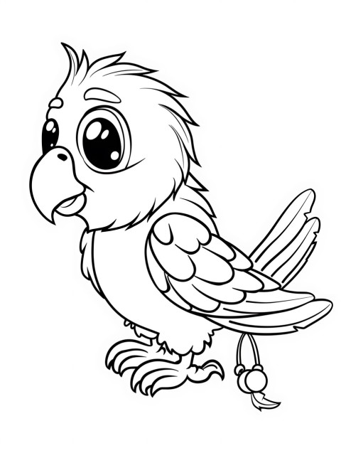 Cute Parrot Coloring Book Pages Simple Hand Drawn Animal illustration Line Art Outline Black and White (92)