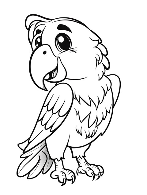Cute Parrot Coloring Book Pages Simple Hand Drawn Animal illustration Line Art Outline Black and White (67)