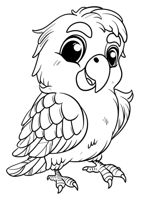 Cute Parrot Coloring Book Pages Simple Hand Drawn Animal illustration Line Art Outline Black and White (84)