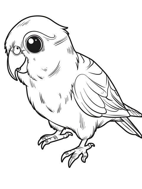 Cute Parrot Coloring Book Pages Simple Hand Drawn Animal illustration Line Art Outline Black and White (86)