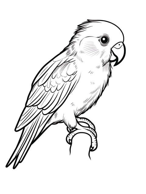 Cute Parrot Coloring Book Pages Simple Hand Drawn Animal illustration Line Art Outline Black and White (99)