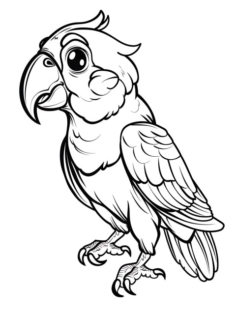 Cute Parrot Coloring Book Pages Simple Hand Drawn Animal illustration Line Art Outline Black and White (90)