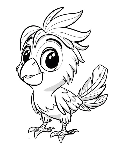 Cute Parrot Coloring Book Pages Simple Hand Drawn Animal illustration Line Art Outline Black and White (96)