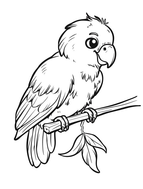 Cute Parrot Coloring Book Pages Simple Hand Drawn Animal illustration Line Art Outline Black and White (53)