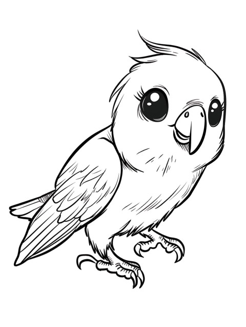 Cute Parrot Coloring Book Pages Simple Hand Drawn Animal illustration Line Art Outline Black and White (71)