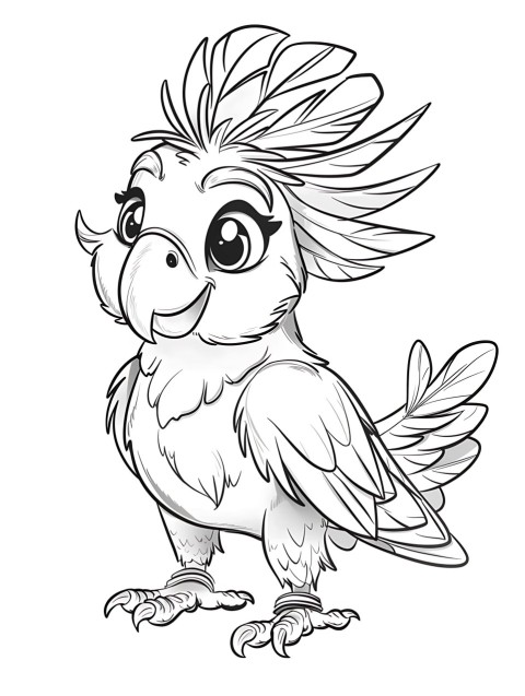Cute Parrot Coloring Book Pages Simple Hand Drawn Animal illustration Line Art Outline Black and White (81)