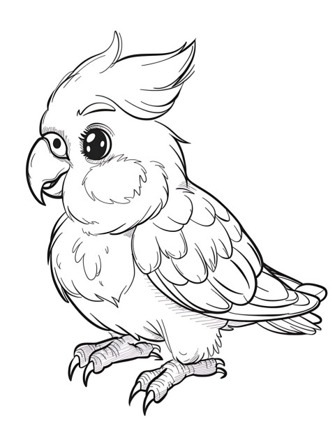 Cute Parrot Coloring Book Pages Simple Hand Drawn Animal illustration Line Art Outline Black and White (82)