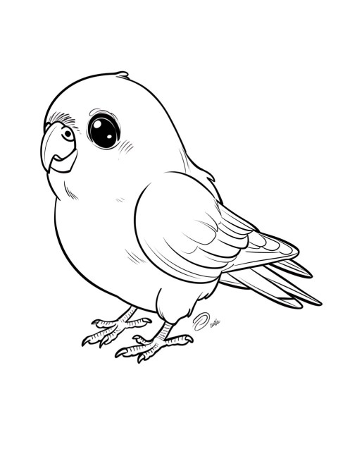 Cute Parrot Coloring Book Pages Simple Hand Drawn Animal illustration Line Art Outline Black and White (150)