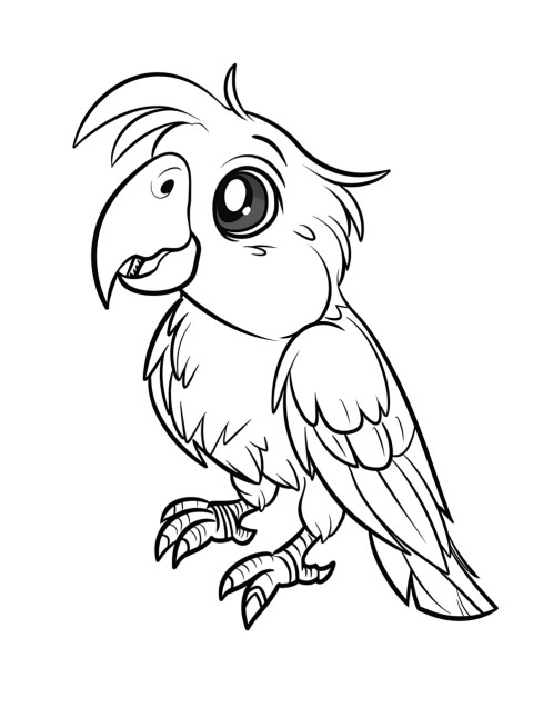 Cute Parrot Coloring Book Pages Simple Hand Drawn Animal illustration Line Art Outline Black and White (106)