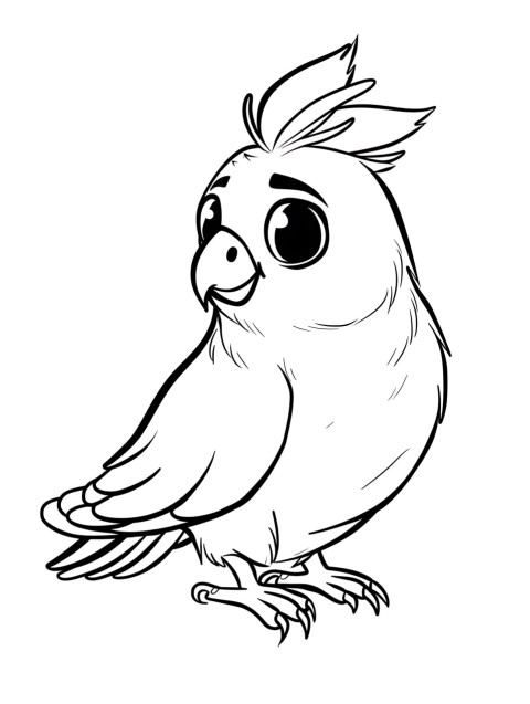Cute Parrot Coloring Book Pages Simple Hand Drawn Animal illustration Line Art Outline Black and White (155)