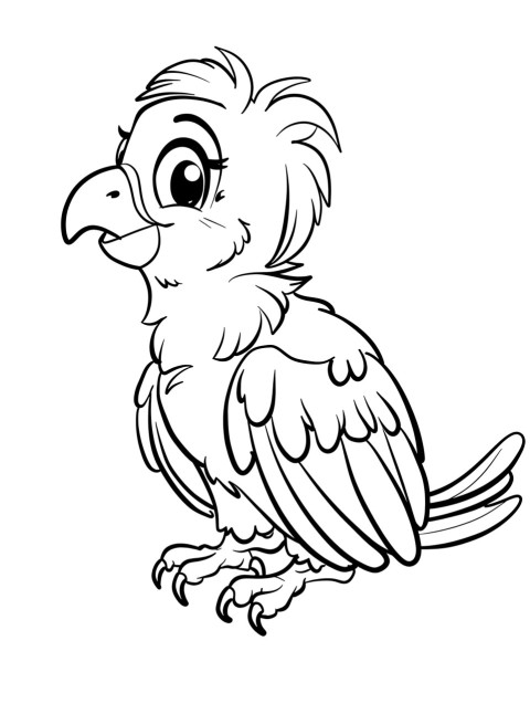 Cute Parrot Coloring Book Pages Simple Hand Drawn Animal illustration Line Art Outline Black and White (136)