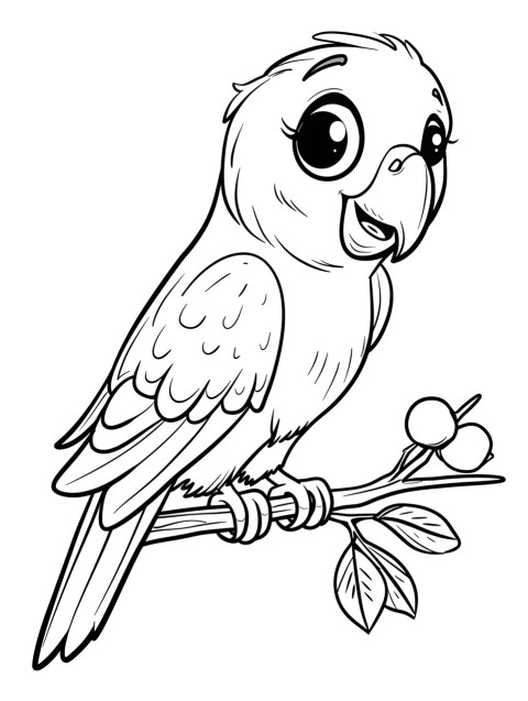 Cute Parrot Coloring Book Pages Simple Hand Drawn Animal illustration Line Art Outline Black and White (124)