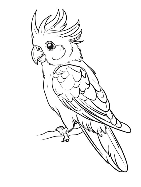 Cute Parrot Coloring Book Pages Simple Hand Drawn Animal illustration Line Art Outline Black and White (148)