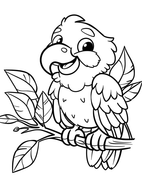 Cute Parrot Coloring Book Pages Simple Hand Drawn Animal illustration Line Art Outline Black and White (131)
