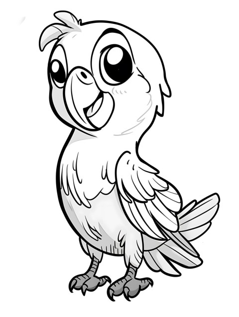 Cute Parrot Coloring Book Pages Simple Hand Drawn Animal illustration Line Art Outline Black and White (143)