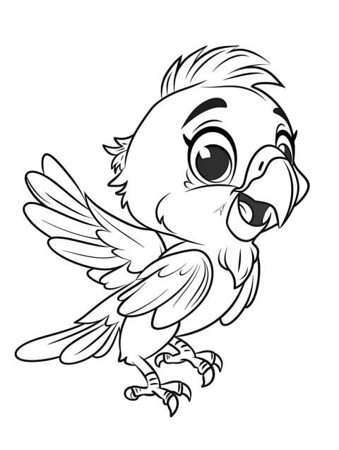 Cute Parrot Coloring Book Pages Simple Hand Drawn Animal illustration Line Art Outline Black and White (120)