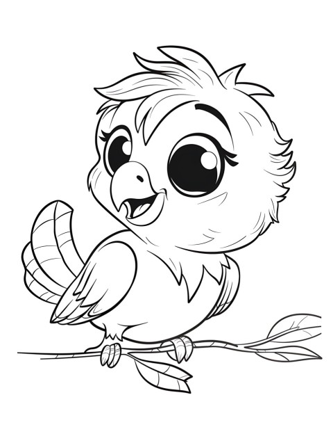 Cute Parrot Coloring Book Pages Simple Hand Drawn Animal illustration Line Art Outline Black and White (139)