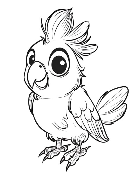 Cute Parrot Coloring Book Pages Simple Hand Drawn Animal illustration Line Art Outline Black and White (115)