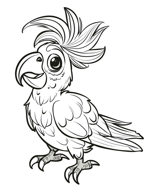 Cute Parrot Coloring Book Pages Simple Hand Drawn Animal illustration Line Art Outline Black and White (122)
