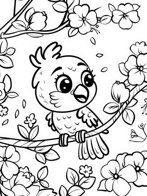 Cute Parrot Coloring Book Pages Simple Hand Drawn Animal illustration Line Art Outline Black and White (111)