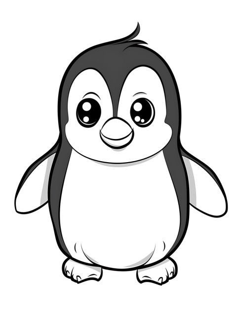 Cute Penguin Coloring Book Pages Simple Hand Drawn Animal illustration Line Art Outline Black and White (1)