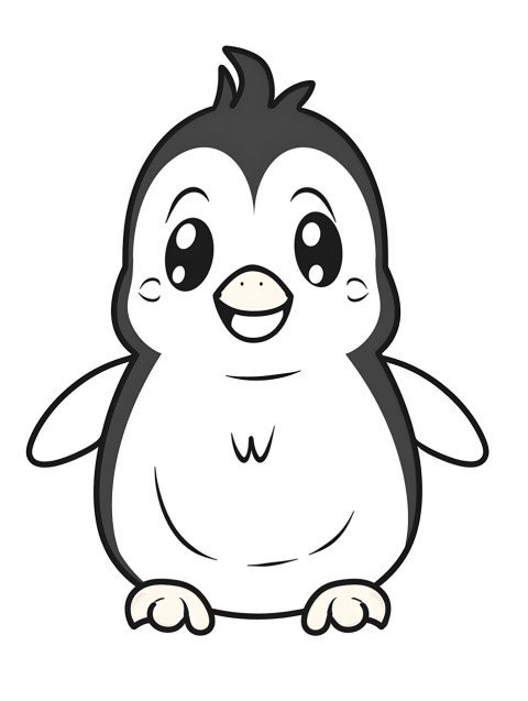 Cute Penguin Coloring Book Pages Simple Hand Drawn Animal illustration Line Art Outline Black and White (12)