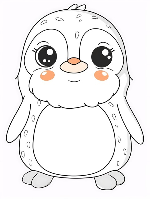 Cute Penguin Coloring Book Pages Simple Hand Drawn Animal illustration Line Art Outline Black and White (48)