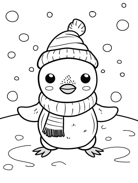 Cute Penguin Coloring Book Pages Simple Hand Drawn Animal illustration Line Art Outline Black and White (18)