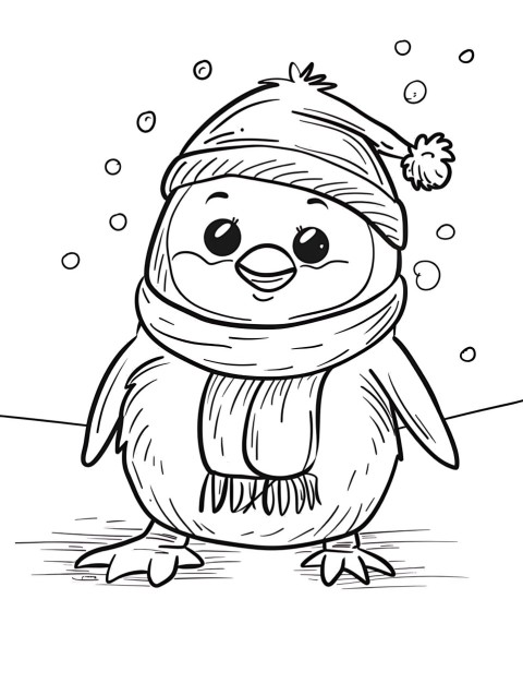 Cute Penguin Coloring Book Pages Simple Hand Drawn Animal illustration Line Art Outline Black and White (2)