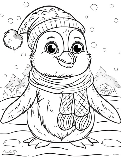 Cute Penguin Coloring Book Pages Simple Hand Drawn Animal illustration Line Art Outline Black and White (15)