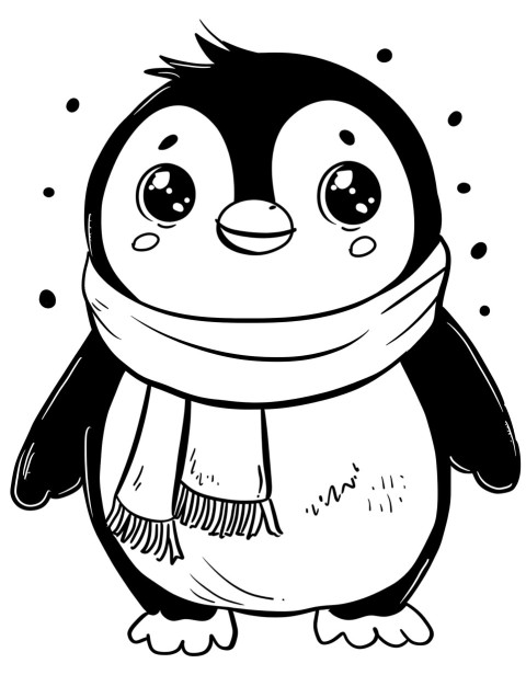Cute Penguin Coloring Book Pages Simple Hand Drawn Animal illustration Line Art Outline Black and White (147)