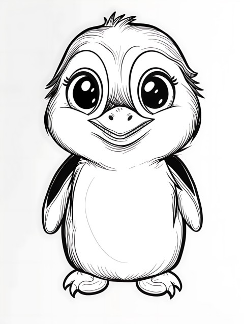 Cute Penguin Coloring Book Pages Simple Hand Drawn Animal illustration Line Art Outline Black and White (165)