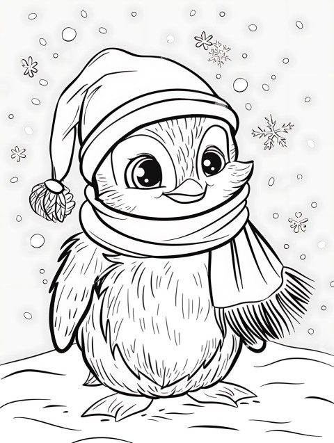 Cute Penguin Coloring Book Pages Simple Hand Drawn Animal illustration Line Art Outline Black and White (168)