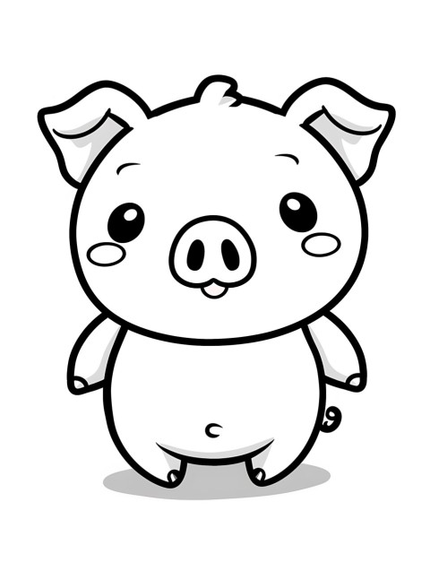 Cute Pig Coloring Book Pages Simple Hand Drawn Animal illustration Line Art Outline Black and White (95)