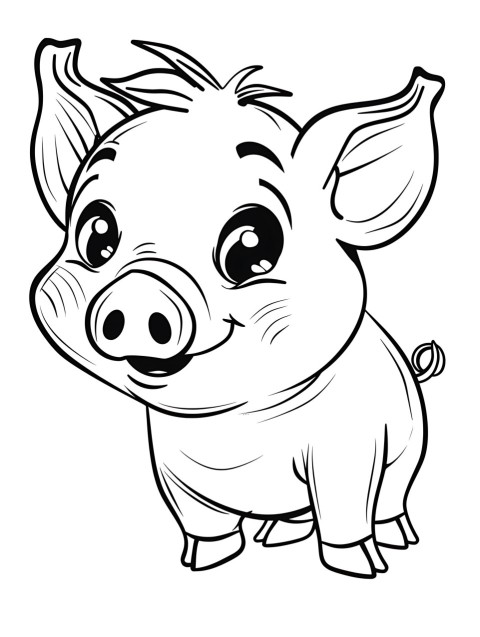 Cute Pig Coloring Book Pages Simple Hand Drawn Animal illustration Line Art Outline Black and White (17)