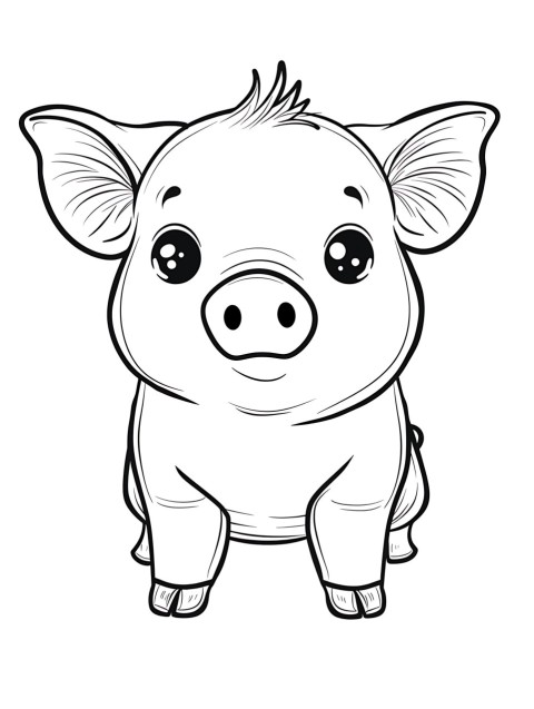 Cute Pig Coloring Book Pages Simple Hand Drawn Animal illustration Line Art Outline Black and White (33)