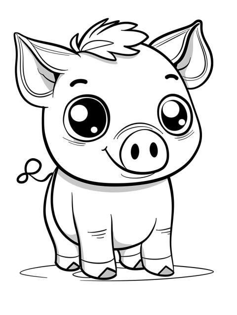 Cute Pig Coloring Book Pages Simple Hand Drawn Animal illustration Line Art Outline Black and White (42)