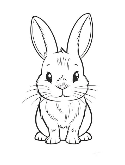 Cute Rabbit Coloring Book Pages Simple Hand Drawn Animal illustration Line Art Outline Black and White (4)