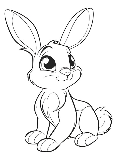 Cute Rabbit Coloring Book Pages Simple Hand Drawn Animal illustration Line Art Outline Black and White (13)