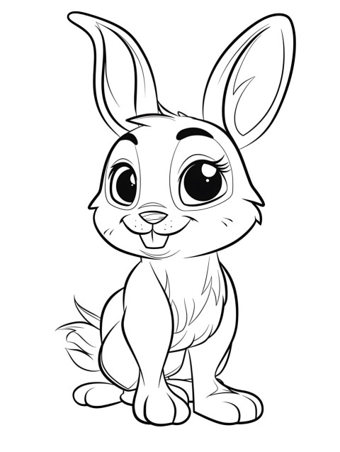Cute Rabbit Coloring Book Pages Simple Hand Drawn Animal illustration Line Art Outline Black and White (43)