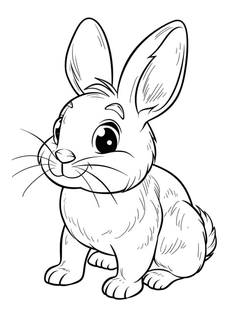 Cute Rabbit Coloring Book Pages Simple Hand Drawn Animal illustration Line Art Outline Black and White (25)