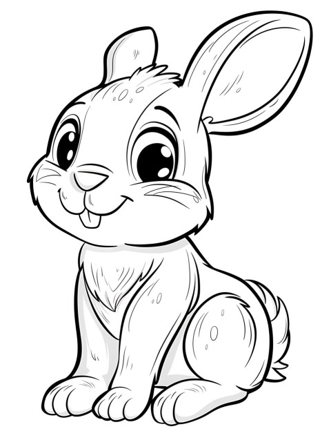 Cute Rabbit Coloring Book Pages Simple Hand Drawn Animal illustration Line Art Outline Black and White (7)