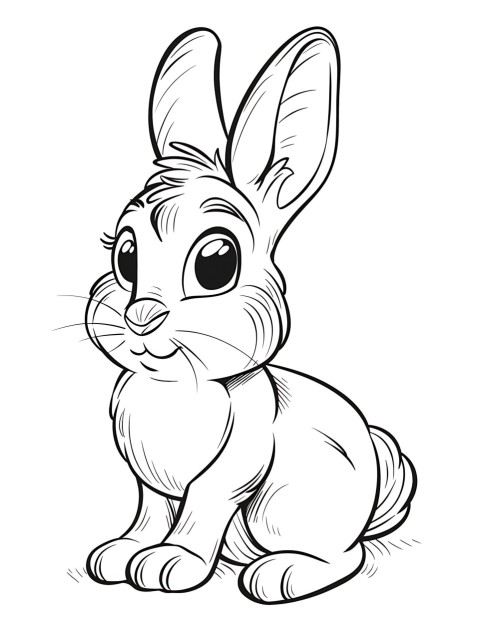 Cute Rabbit Coloring Book Pages Simple Hand Drawn Animal illustration Line Art Outline Black and White (20)